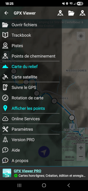 Menu GPX Viewer